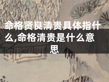 命格贤良清贵具体指什么,命格清贵是什么意思