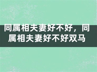 同属相夫妻好不好，同属相夫妻好不好双马