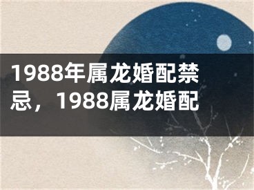 1988年属龙婚配禁忌，1988属龙婚配