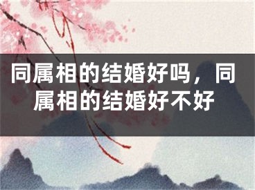 同属相的结婚好吗,同属相的结婚好不好