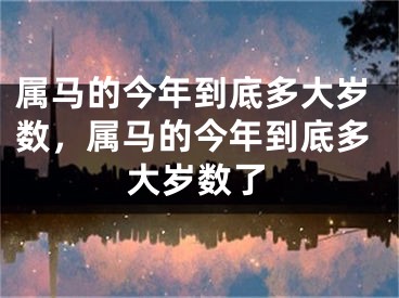 属马的今年到底多大岁数，属马的今年到底多大岁数了