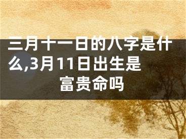 三月十一日的八字是什么,3月11日出生是富贵命吗