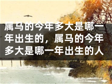 属马的今年多大是哪一年出生的，属马的今年多大是哪一年出生的人