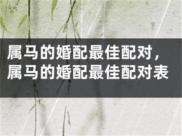 属马的婚配最佳配对，属马的婚配最佳配对表