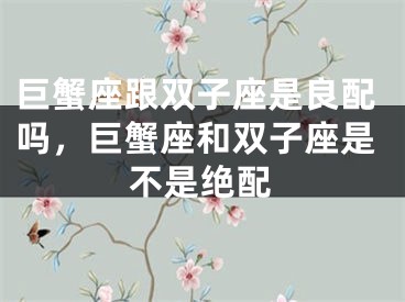 巨蟹座跟双子座是良配吗，巨蟹座和双子座是不是绝配