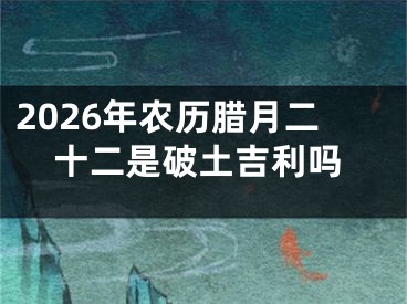2026年农历腊月二十二是破土吉利吗