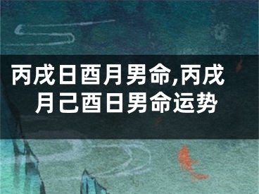 丙戌日酉月男命,丙戌月己酉日男命运势