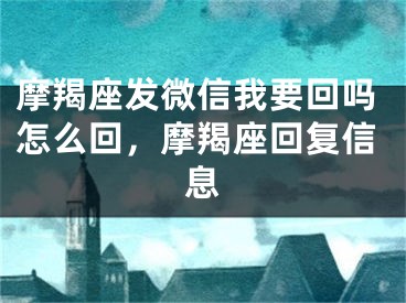 摩羯座发微信我要回吗怎么回,摩羯座回复信息