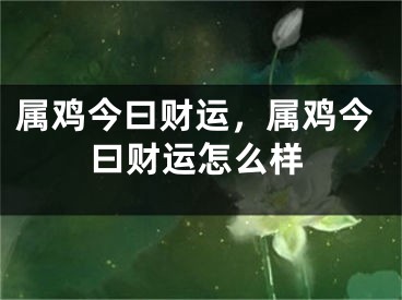 属鸡今曰财运,属鸡今曰财运怎么样