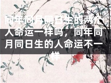 同年同月同日生的两个人命运一样吗,同年同月同日生的人命运不一样