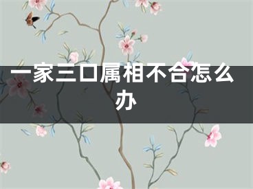 一家三口属相不合怎么办