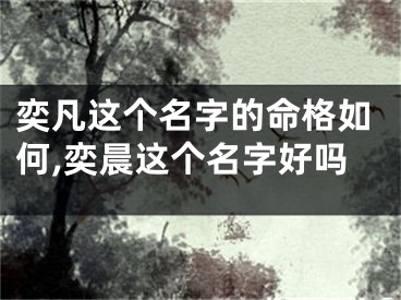 奕凡这个名字的命格如何,奕晨这个名字好吗