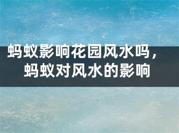 蚂蚁影响花园风水吗，蚂蚁对风水的影响