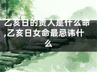 乙亥日的贵人是什么命,乙亥日女命最忌讳什么