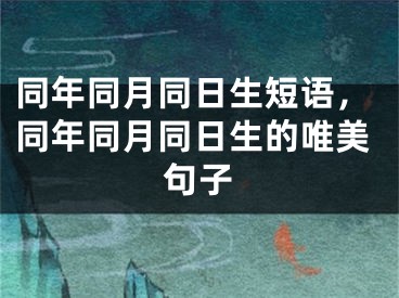 同年同月同日生短语，同年同月同日生的唯美句子