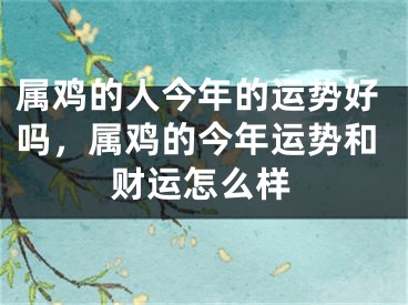 属鸡的人今年的运势好吗,属鸡的今年运势和财运怎么样