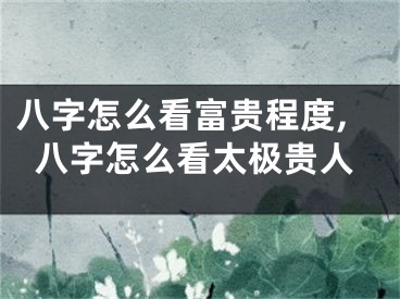 八字怎么看富贵程度,八字怎么看太极贵人