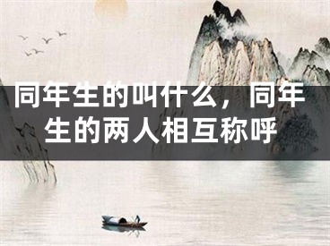 同年生的叫什么,同年生的两人相互称呼