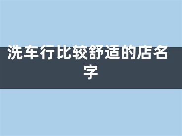 洗车行比较舒适的店名字