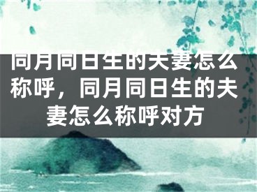同月同日生的夫妻怎么称呼,同月同日生的夫妻怎么称呼对方