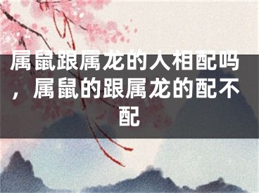 属鼠跟属龙的人相配吗,属鼠的跟属龙的配不配