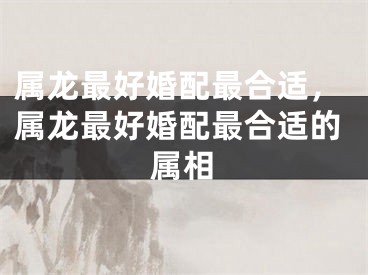 属龙最好婚配最合适,属龙最好婚配最合适的属相