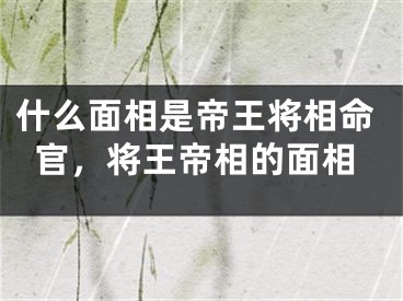 什么面相是帝王将相命官，将王帝相的面相